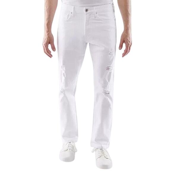 LAZER Men's Slim-Fit Stretch Jeans White Denim - Picture 1 of 3